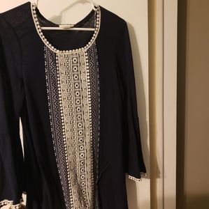 Navy and cream top with lace detail